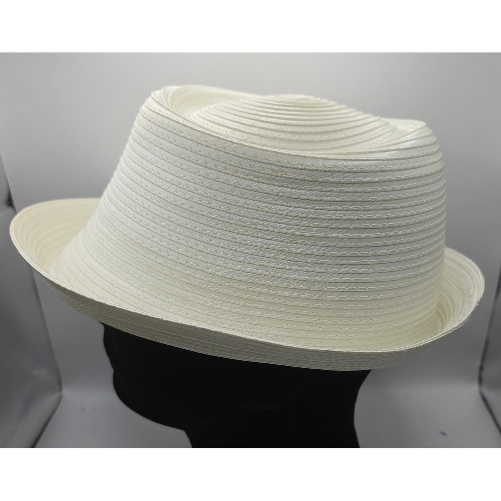 San Diego Hat Co. Ribbon Fedora Womens 7 1/8 White Summer Sun Hat‎